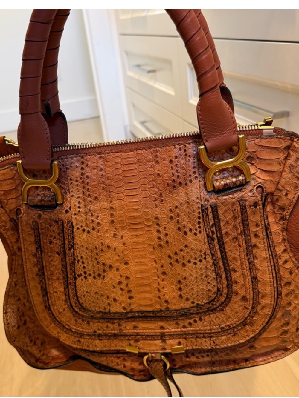 Chloé Marcie medium Python and leather satchel bag